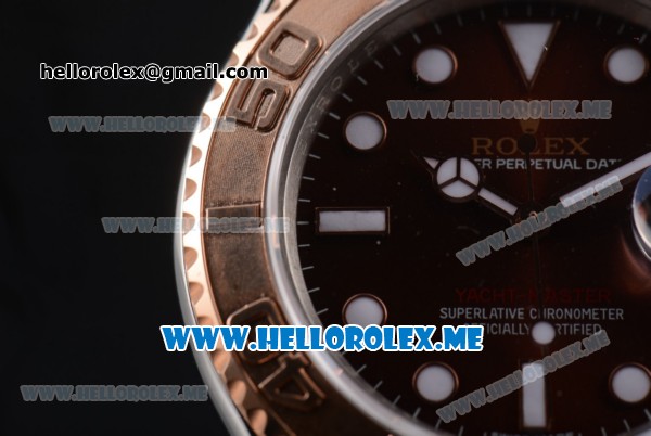 Rolex Yacht-Master 40 Clone Rolex 3135 Automatic Two Tone Case/Bracelet with Brown Dial and Dot Markers (BP) - Click Image to Close
